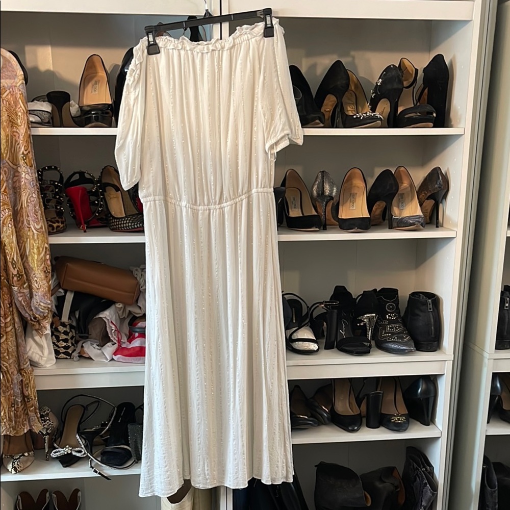 Ava & Aiden Cream Off-Shoulder Maxi Dress